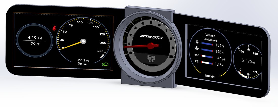 S13 GT3 instrument cluster — rendered concept